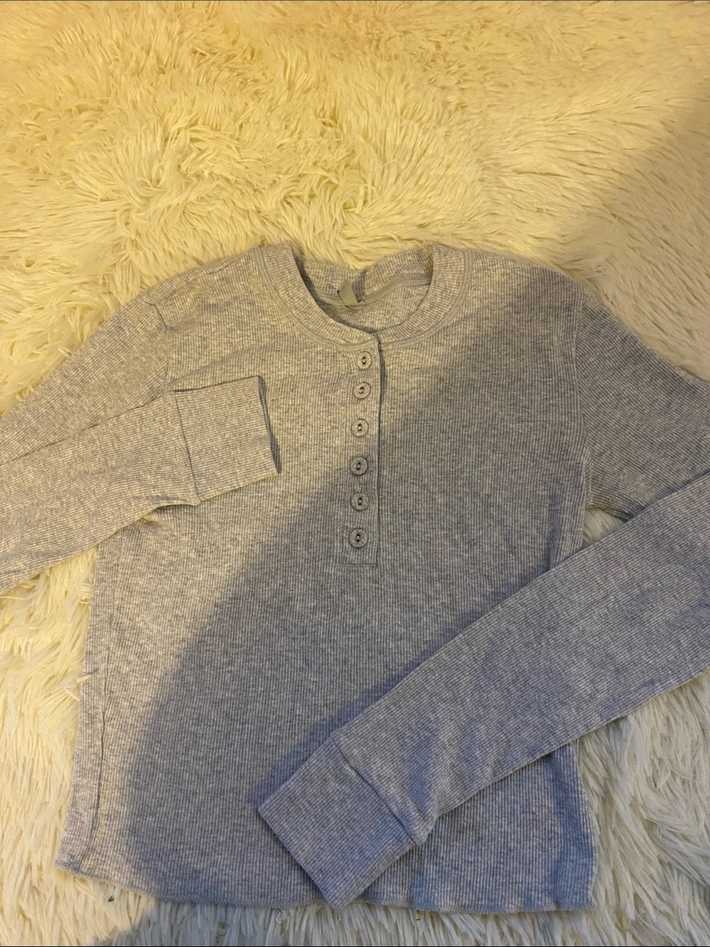 SKIMS Grey Rib Long Sleeve Top